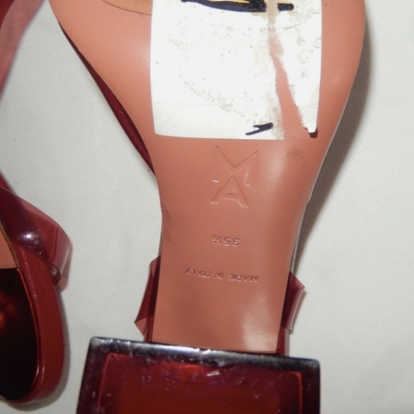 Amina Muaddi Begum Burgundy PVC Swarovski Crystal Slingback Heels Shoes 35.5 - Picture 5 of 7